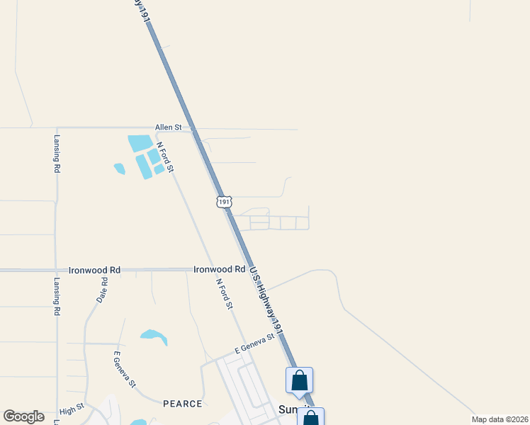 map of restaurants, bars, coffee shops, grocery stores, and more near 1171 East Desert Rose Drive in Cochise County