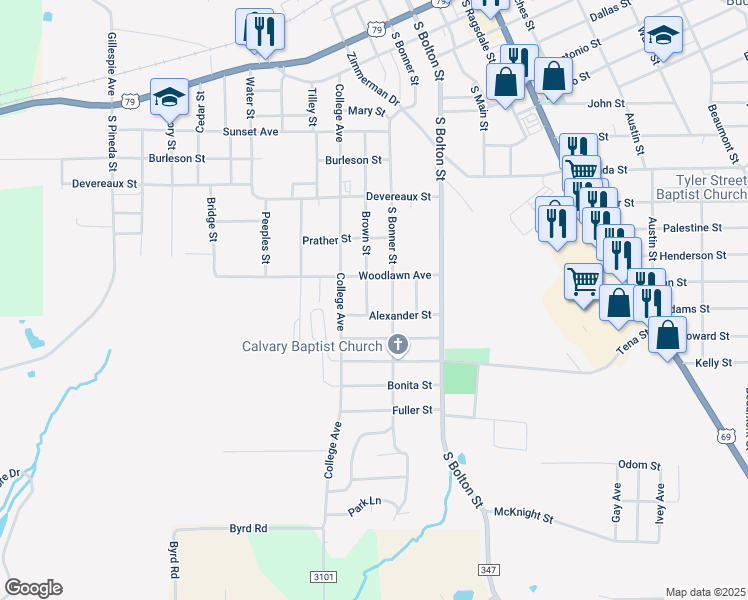 map of restaurants, bars, coffee shops, grocery stores, and more near 300 Alexander Street in Jacksonville