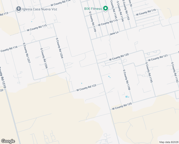 map of restaurants, bars, coffee shops, grocery stores, and more near 5112 South County Road 1140 in Midland