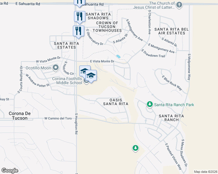 map of restaurants, bars, coffee shops, grocery stores, and more near 574 South Desert Haven Road in Vail