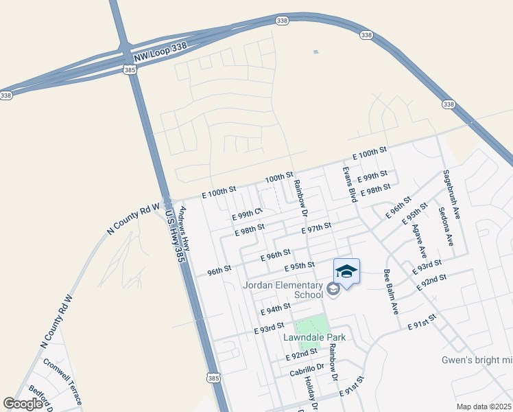 map of restaurants, bars, coffee shops, grocery stores, and more near 9909 Holiday Drive in Odessa