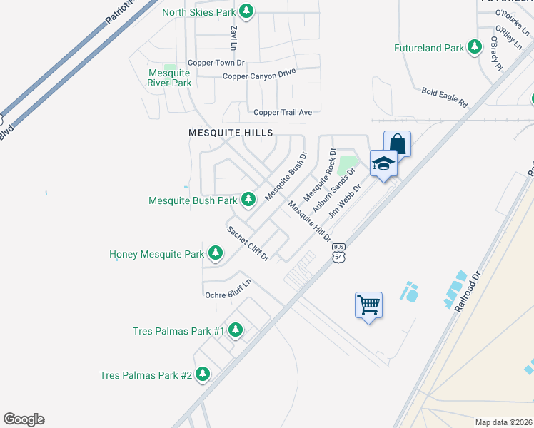 map of restaurants, bars, coffee shops, grocery stores, and more near 11808 Mesquite Bush Drive in El Paso