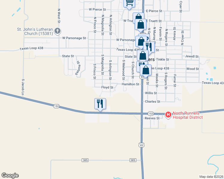 map of restaurants, bars, coffee shops, grocery stores, and more near 600 South Arlington Street in Winters