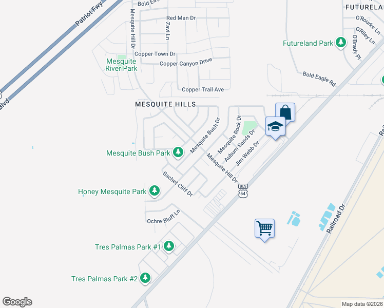 map of restaurants, bars, coffee shops, grocery stores, and more near 11808 Mesquite Bush Drive in El Paso