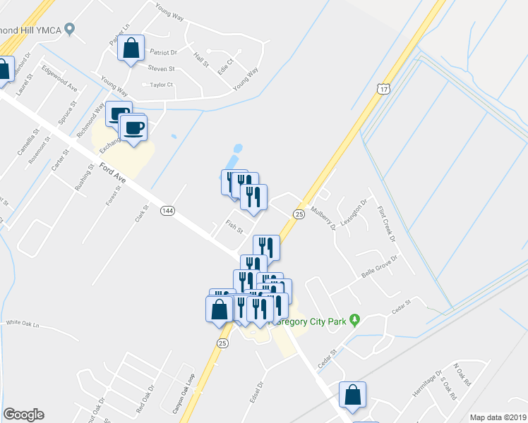 map of restaurants, bars, coffee shops, grocery stores, and more near Kroger Drive in Richmond Hill