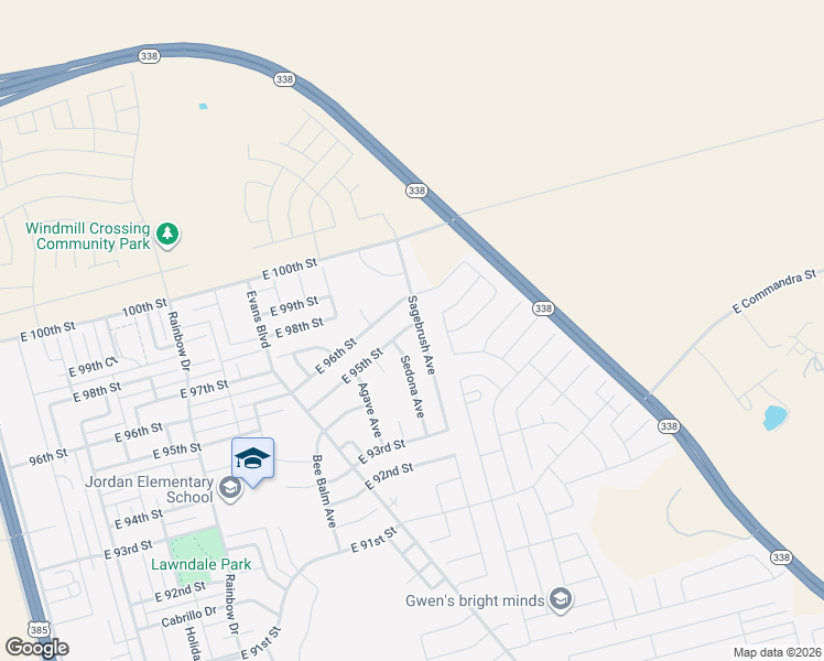 map of restaurants, bars, coffee shops, grocery stores, and more near 9001 Highway 338 Loop in Odessa