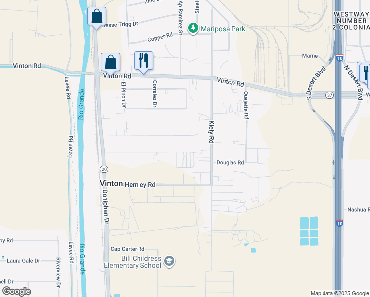 map of restaurants, bars, coffee shops, grocery stores, and more near 282 Holguin Avenue in Vinton