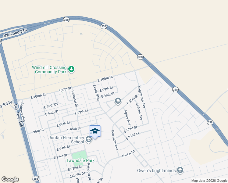 map of restaurants, bars, coffee shops, grocery stores, and more near Agave Avenue in Odessa