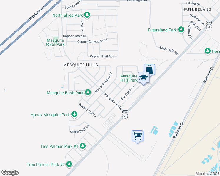 map of restaurants, bars, coffee shops, grocery stores, and more near 11920 Mesquite Miel Drive in El Paso