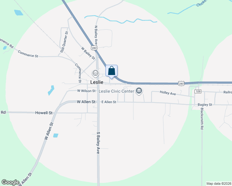 map of restaurants, bars, coffee shops, grocery stores, and more near 115 Laramore Street in Leslie
