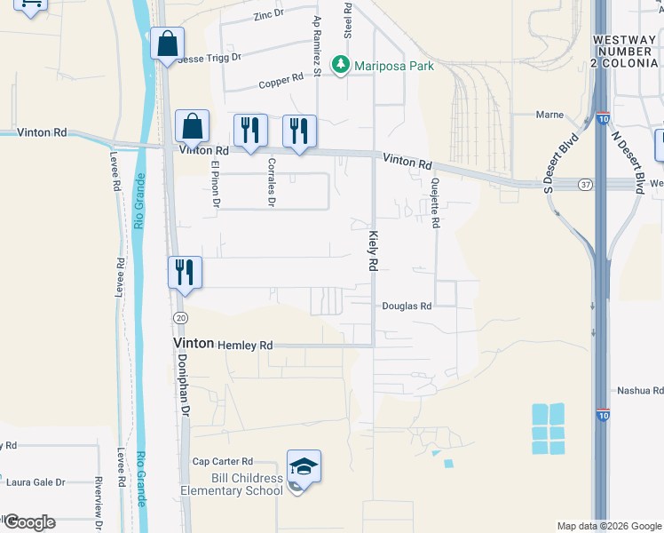 map of restaurants, bars, coffee shops, grocery stores, and more near 282 Holguin Avenue in Vinton