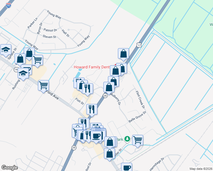map of restaurants, bars, coffee shops, grocery stores, and more near 2004 U.S. 17 in Richmond Hill