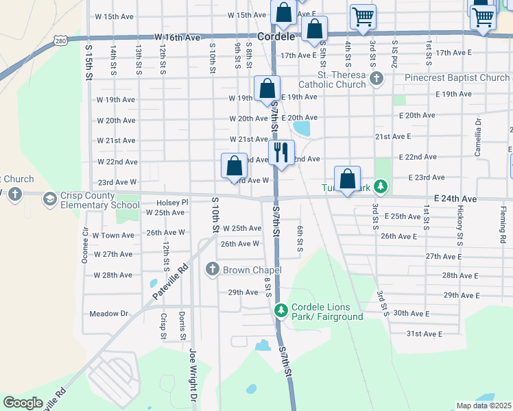 map of restaurants, bars, coffee shops, grocery stores, and more near in Cordele