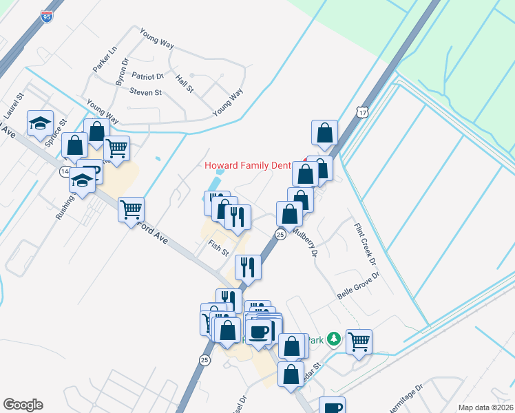 map of restaurants, bars, coffee shops, grocery stores, and more near 2004 Highway 17 in Richmond Hill