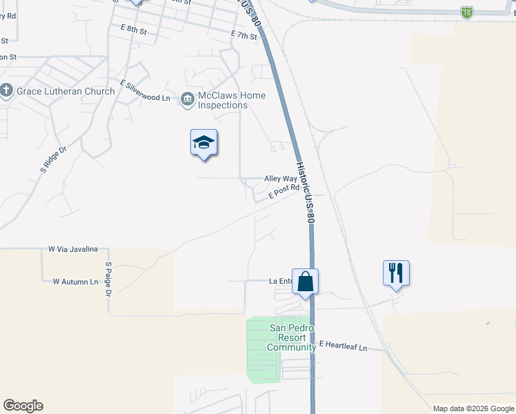 map of restaurants, bars, coffee shops, grocery stores, and more near 885 South Post Road in Benson