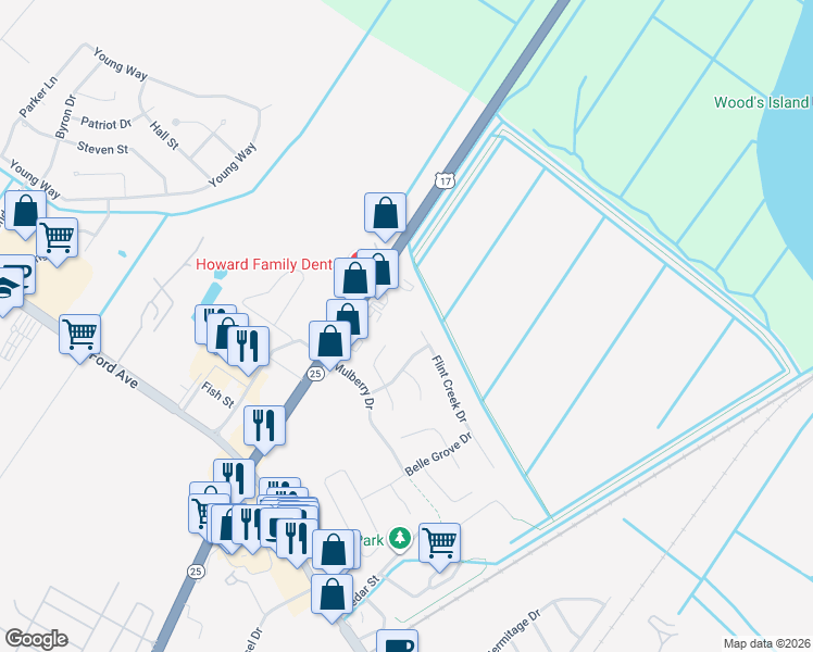 map of restaurants, bars, coffee shops, grocery stores, and more near 1 Flint Creek Drive in Richmond Hill