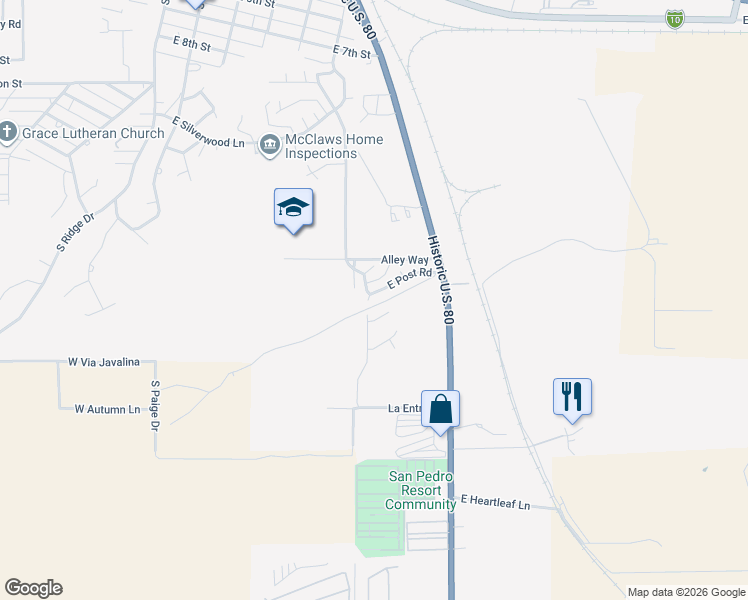 map of restaurants, bars, coffee shops, grocery stores, and more near 885 South Post Road in Benson