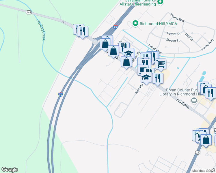 map of restaurants, bars, coffee shops, grocery stores, and more near 253 Camellia Street in Richmond Hill