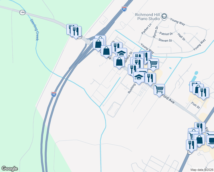 map of restaurants, bars, coffee shops, grocery stores, and more near 253 Camellia Street in Richmond Hill