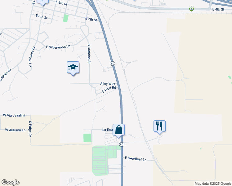 map of restaurants, bars, coffee shops, grocery stores, and more near 900 Arizona 80 in Benson