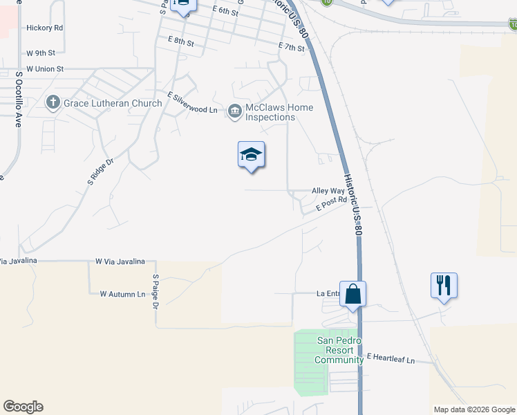 map of restaurants, bars, coffee shops, grocery stores, and more near 500 Yale Drive in Benson