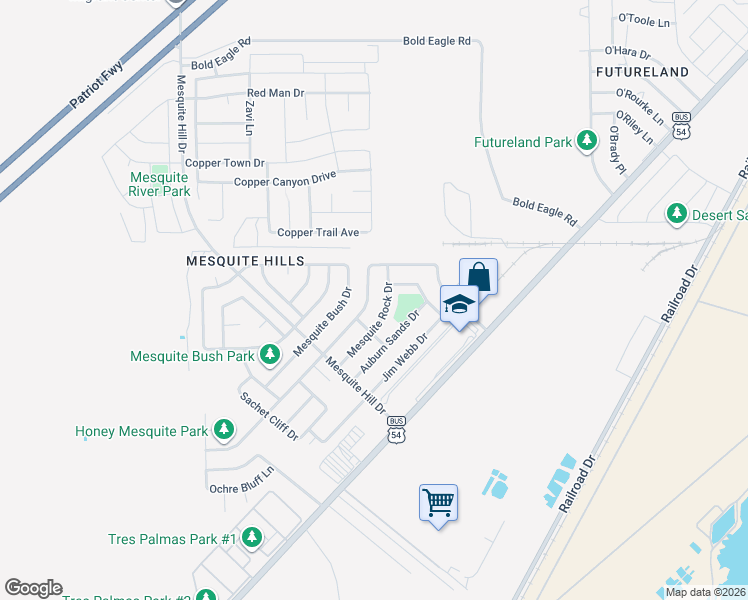 map of restaurants, bars, coffee shops, grocery stores, and more near 11969 Mesquite Miel Drive in El Paso