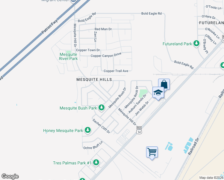 map of restaurants, bars, coffee shops, grocery stores, and more near 11972 Java Sun Place in El Paso