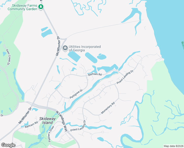 map of restaurants, bars, coffee shops, grocery stores, and more near 101 Bartram Rd in Savannah