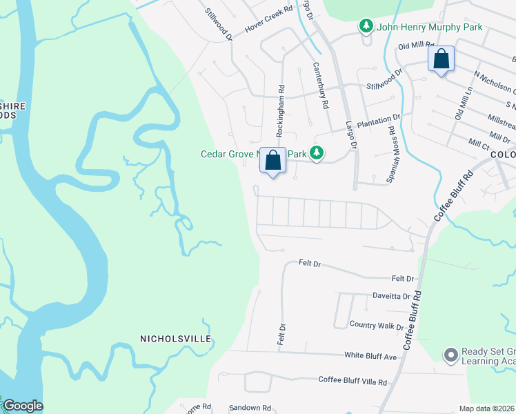 map of restaurants, bars, coffee shops, grocery stores, and more near 100 Coffee Bluff Villa Road in Savannah