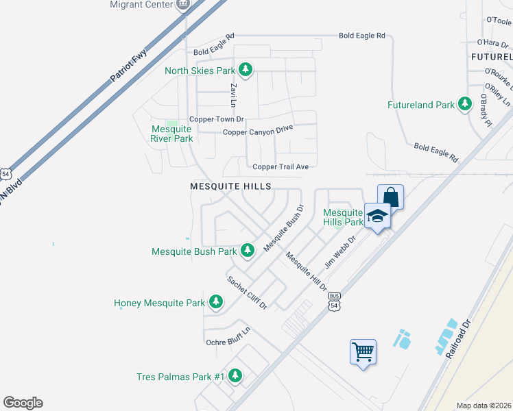 map of restaurants, bars, coffee shops, grocery stores, and more near 11972 Java Sun Place in El Paso