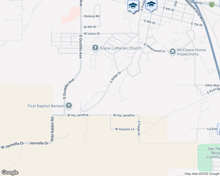 map of restaurants, bars, coffee shops, grocery stores, and more near 877 South Ridge Drive in Benson