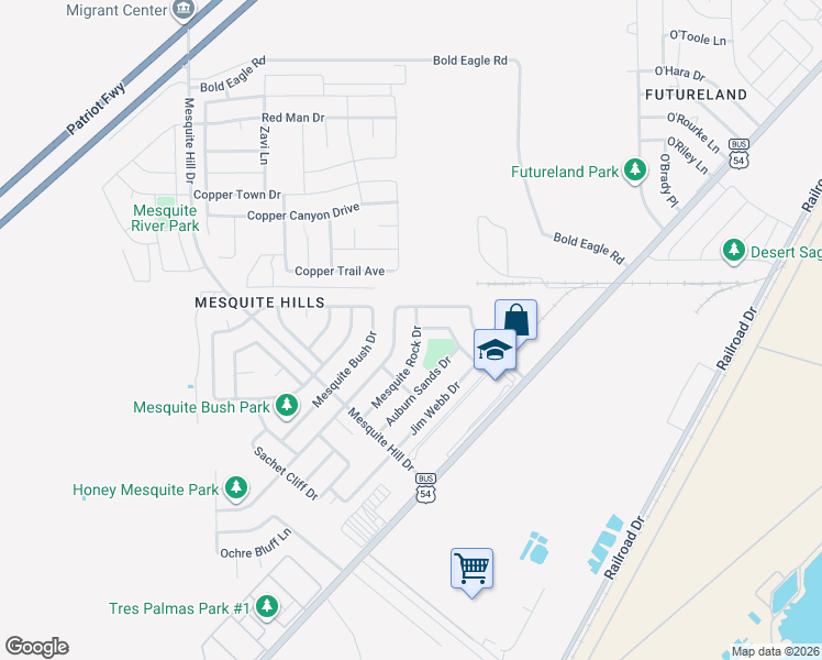 map of restaurants, bars, coffee shops, grocery stores, and more near 7337 Mesquite Sun Lane in El Paso