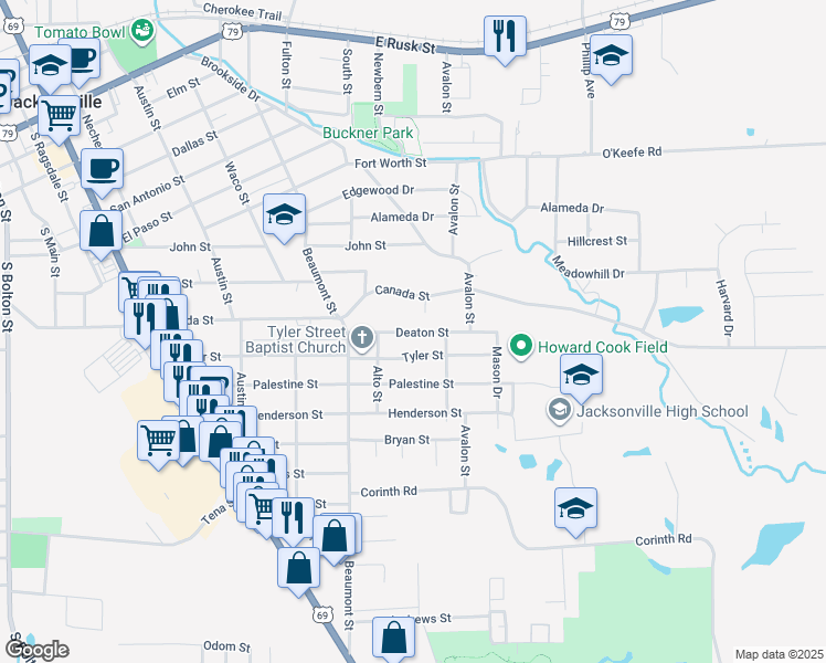 map of restaurants, bars, coffee shops, grocery stores, and more near 1017 Deaton Street in Jacksonville