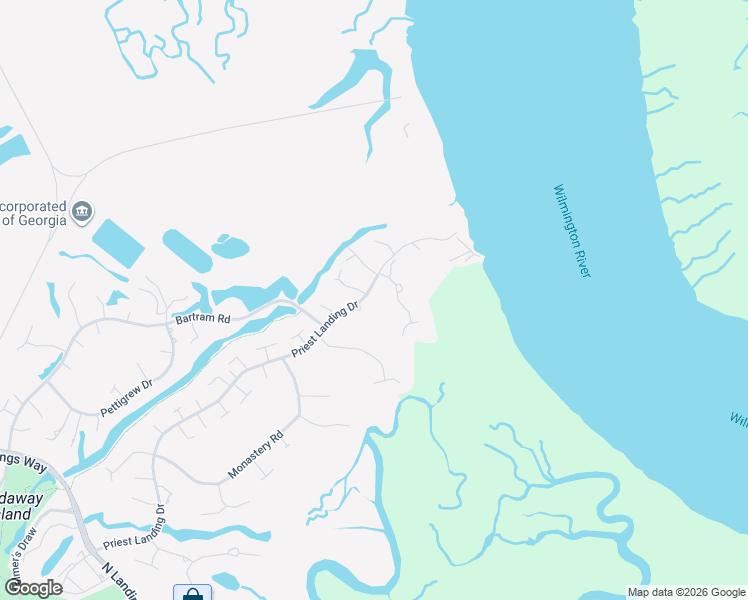 map of restaurants, bars, coffee shops, grocery stores, and more near 2 Priory Road in Savannah
