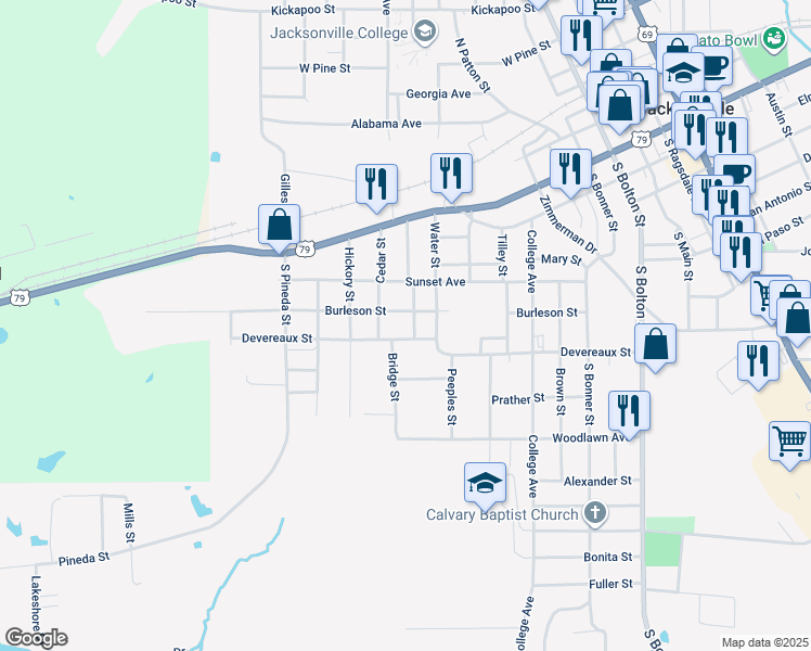 map of restaurants, bars, coffee shops, grocery stores, and more near 807 Devereaux Street in Jacksonville