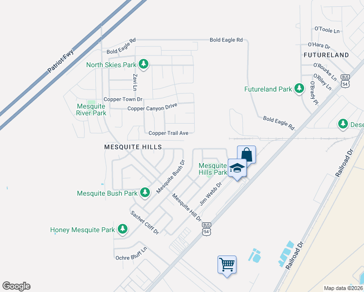 map of restaurants, bars, coffee shops, grocery stores, and more near 7260 Copper Trail Avenue in El Paso