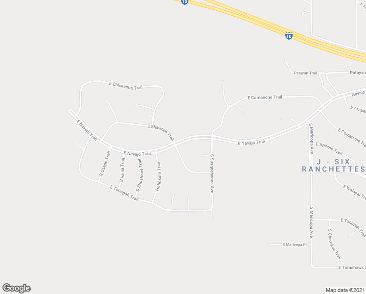 map of restaurants, bars, coffee shops, grocery stores, and more near 24530 East Navajo Trail in Benson