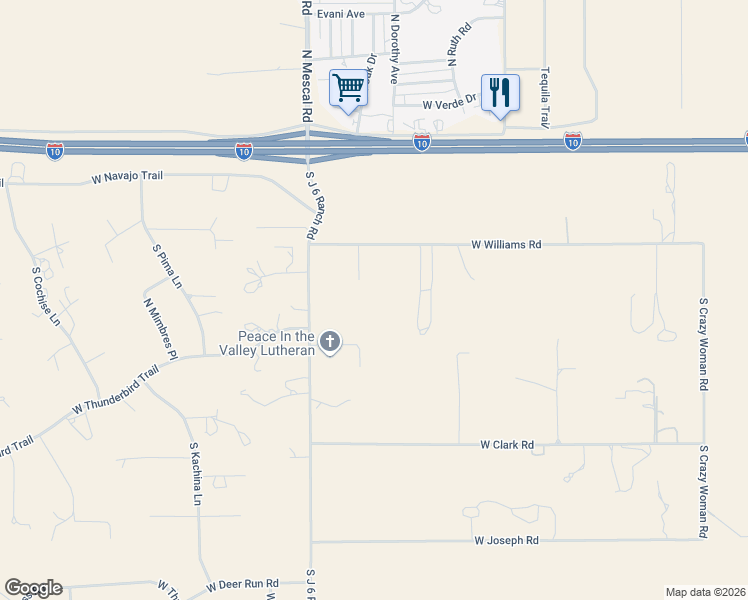 map of restaurants, bars, coffee shops, grocery stores, and more near 3173 West Williams Road in Benson