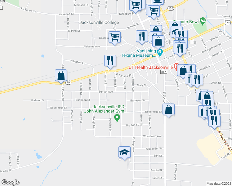 map of restaurants, bars, coffee shops, grocery stores, and more near 531 Sunset Avenue in Jacksonville