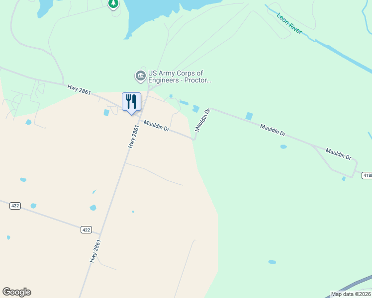 map of restaurants, bars, coffee shops, grocery stores, and more near 2288 Highway 2861 in Comanche