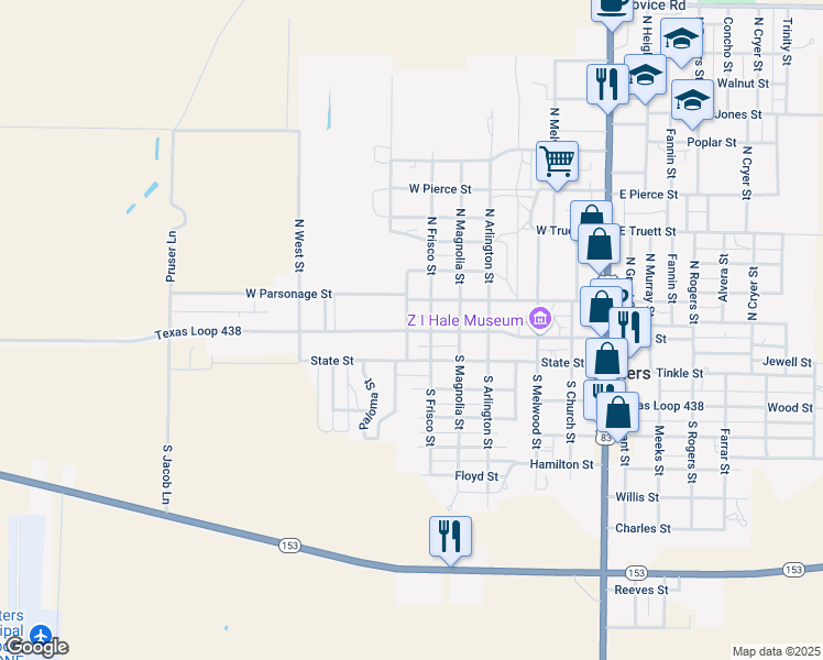 map of restaurants, bars, coffee shops, grocery stores, and more near 80 Sanders Street in Winters