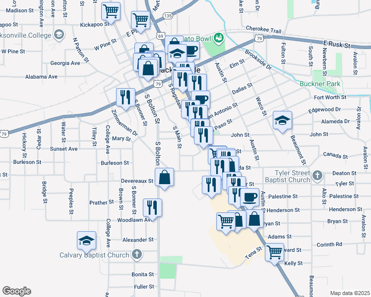 map of restaurants, bars, coffee shops, grocery stores, and more near 703 Ardis Street in Jacksonville