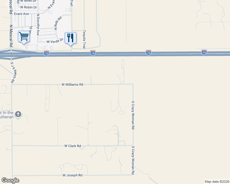 map of restaurants, bars, coffee shops, grocery stores, and more near 3015 West Williams Road in Benson