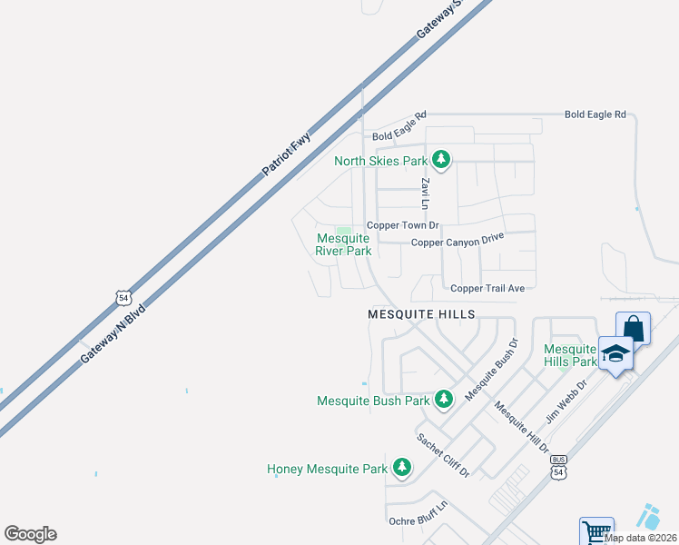 map of restaurants, bars, coffee shops, grocery stores, and more near 12069 Mesquite River Drive in El Paso