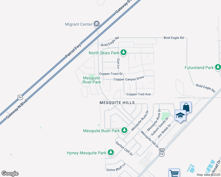 map of restaurants, bars, coffee shops, grocery stores, and more near 12053 Copper Head Lane in El Paso