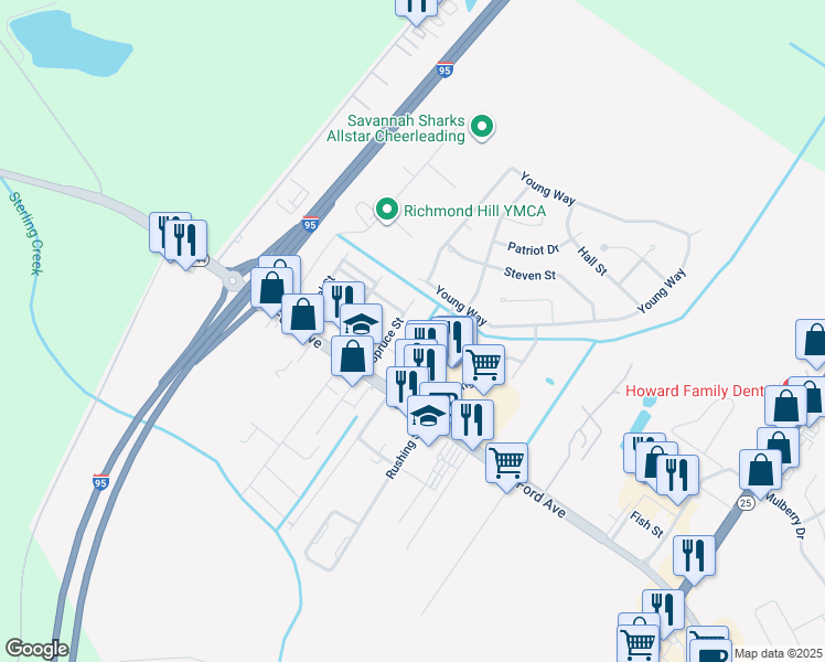 map of restaurants, bars, coffee shops, grocery stores, and more near 135 Spruce Street in Richmond Hill