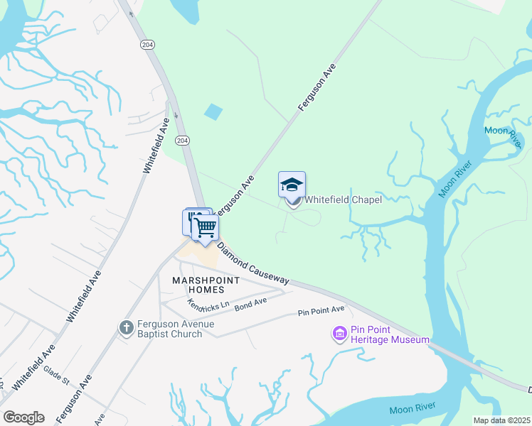 map of restaurants, bars, coffee shops, grocery stores, and more near 9520 Ferguson Avenue in Savannah