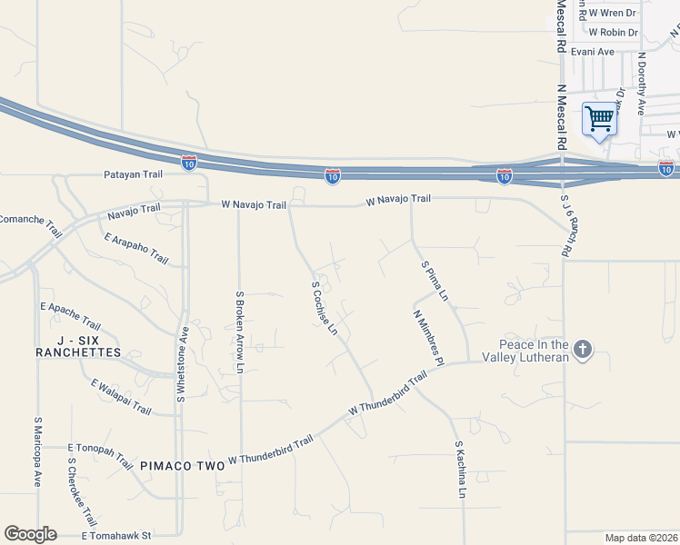 map of restaurants, bars, coffee shops, grocery stores, and more near 3347 Papago Place in Benson