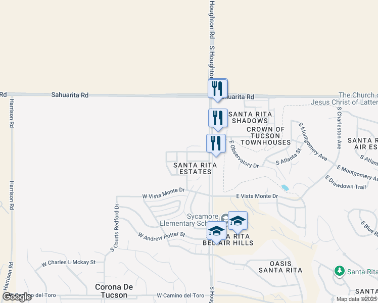 map of restaurants, bars, coffee shops, grocery stores, and more near 118 East James L Sullivan Street in Corona de Tucson
