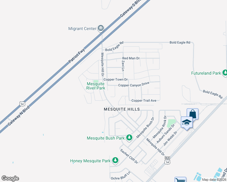 map of restaurants, bars, coffee shops, grocery stores, and more near 12053 Copper Head Lane in El Paso